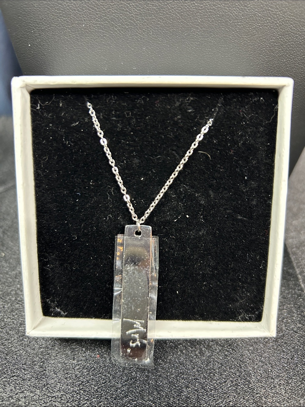 The Ring Boxes Silver Tone Mrs. Titanium Steel Necklace